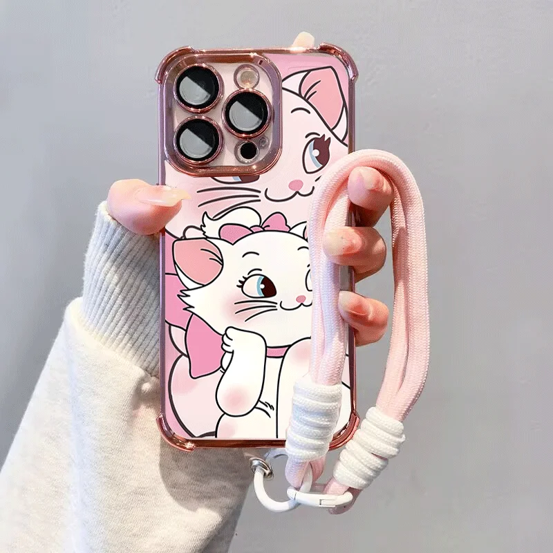 Cute Mary Cat Plating Clear Phone Case Cover