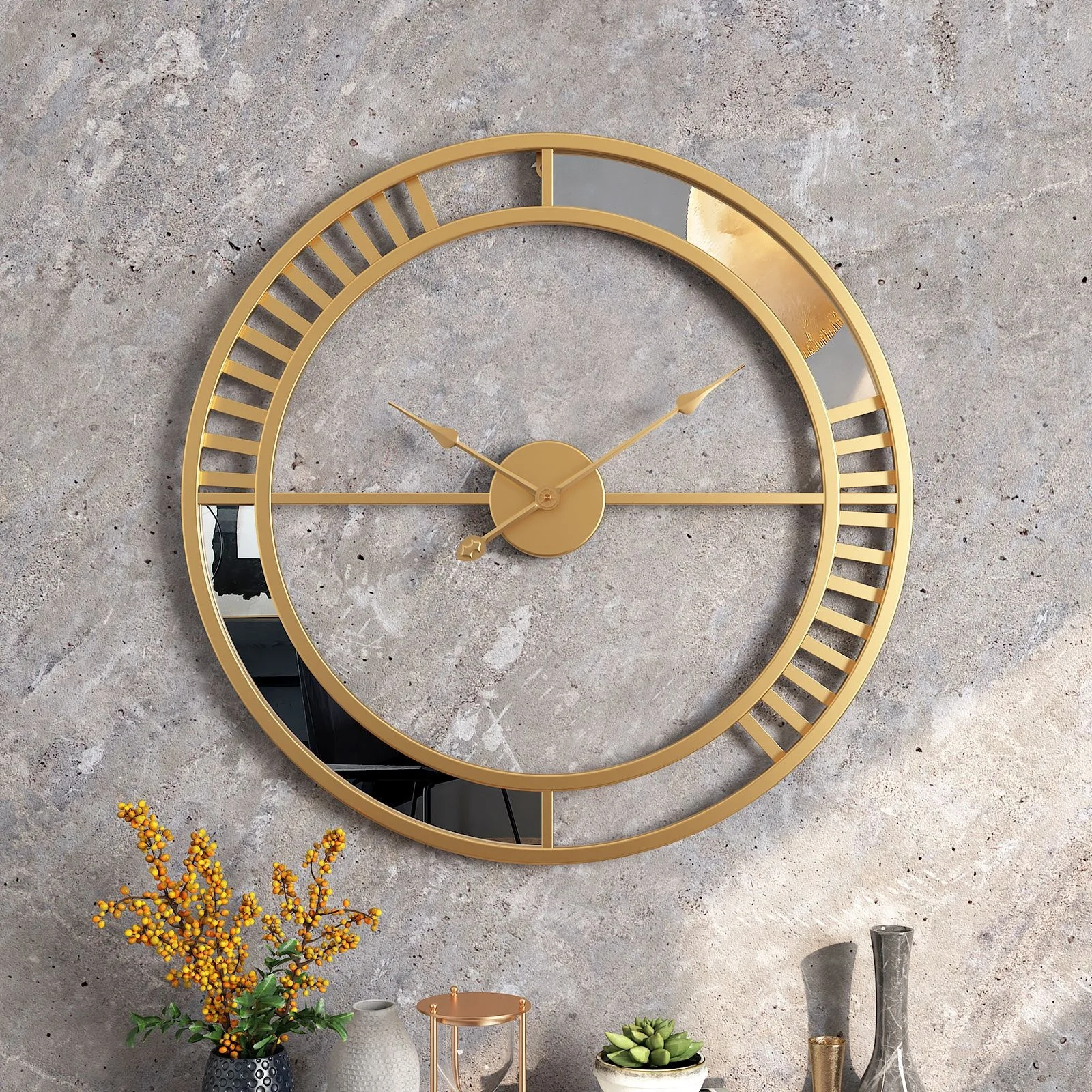 New Large Round Iron Wall Clock Simple Decoration Wall Clock Glass