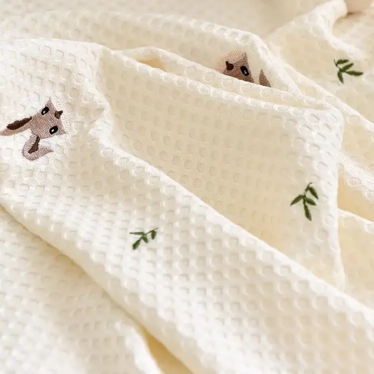 Baby Blanket Children Summer Waffle Bamboo Fiber Cold Silk Blanket Kindergarten Baby Lunch Break Summer Blanket 6