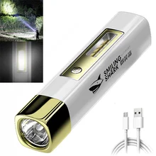 

Portable Flashlight USB Rechargeable LED Torch 4 Lighting Modes with COB Side Light Power Bank Camping Adventure Outdoor Light