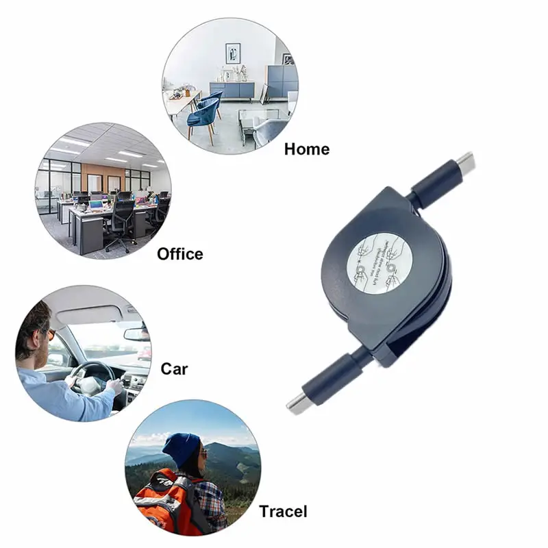 60W USB C Retractable Fast Charging Data Cable