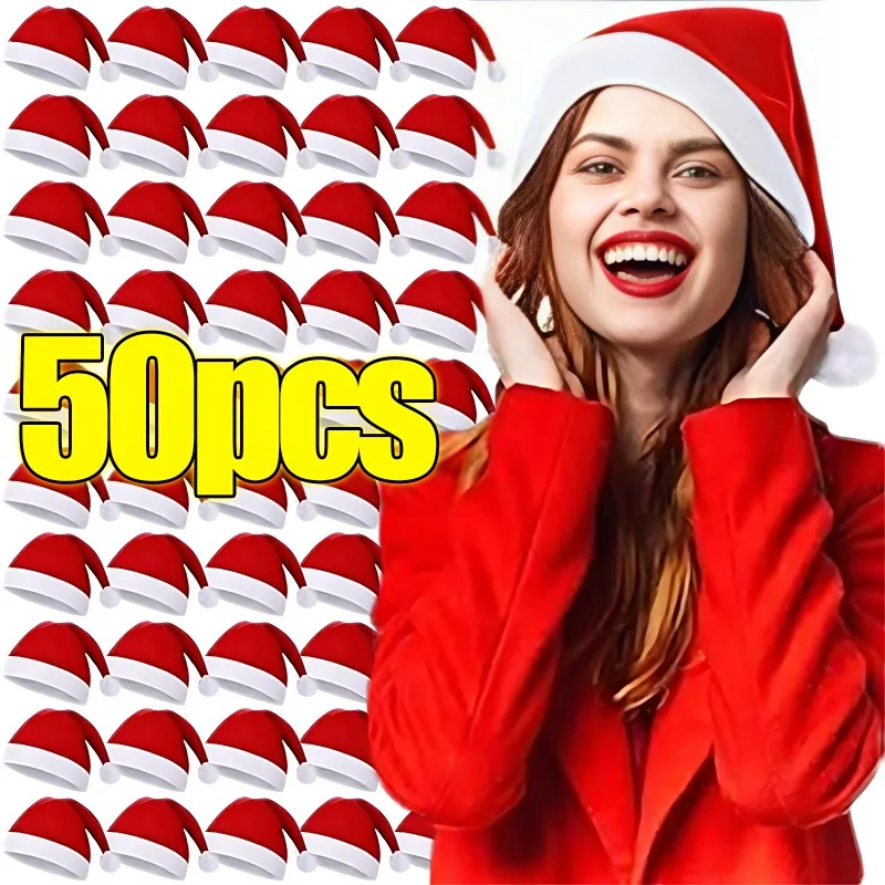 Merry Christmas Hats Non-woven Santa Claus Hats for Adults Kids Red ...
