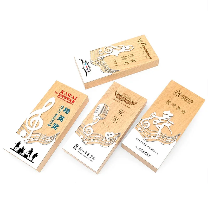 Customized Wooden Metal Music Trophy, Dancing, Singing, Notes, Children's Competition Award, Memorial Gift, Home Decoration, 1pc