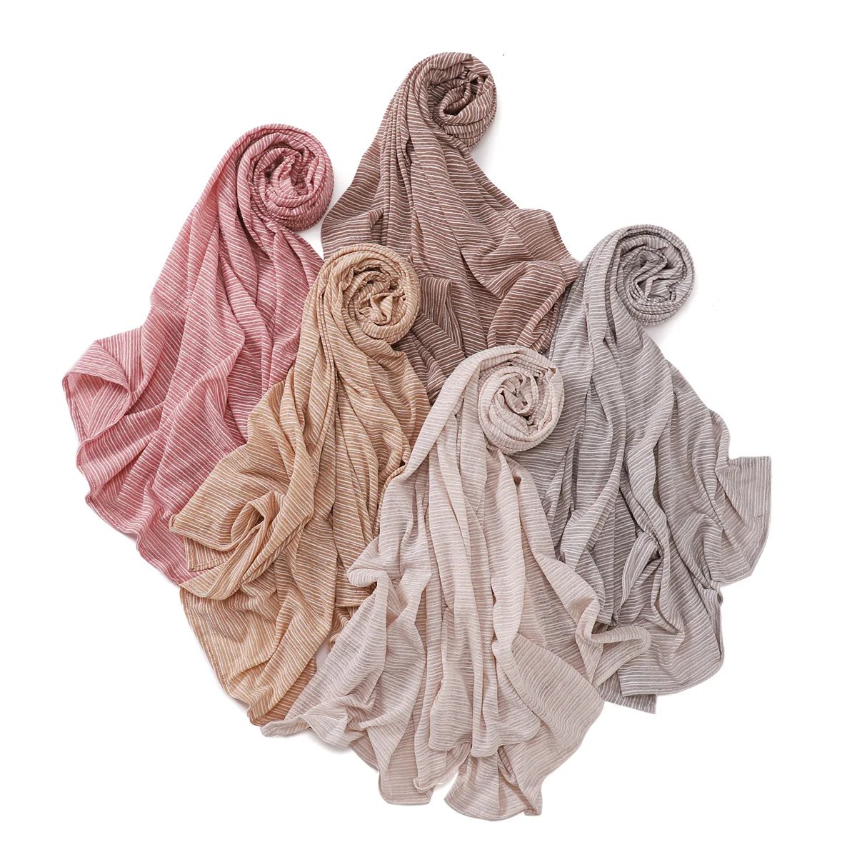 여성용 스트라이프 코튼 저지 히잡 스카프, 무슬림 긴 숄, 헤드 스카프 랩, 풀라 이슬람 머리띠, 터번 라마단 히잡, 신제품