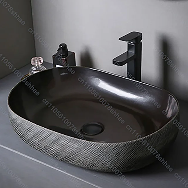 อ่างล้างหน้าเซรามิกวินเทจสำหรับห้องน้ำ อ่างล้างหน้าแบบวางบนเคาน์เตอร์ อ่างล้างหน้าดีไซน์ศิลปะ มีหลายแบบให้เลือก 1