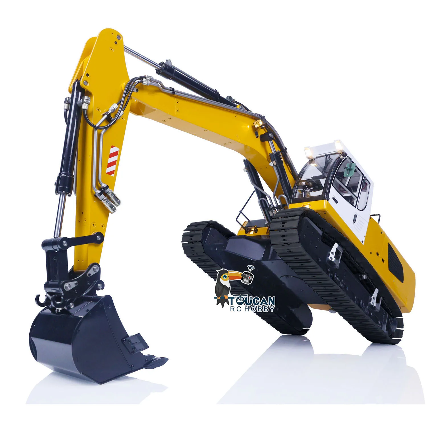 MT 946 1/14 Metal 9CH Tracked Hydraulic RC Excavator TOUCAN Painted Yellow Grab Tiltable Clamshell Bucket Ripper Model TH19597 4