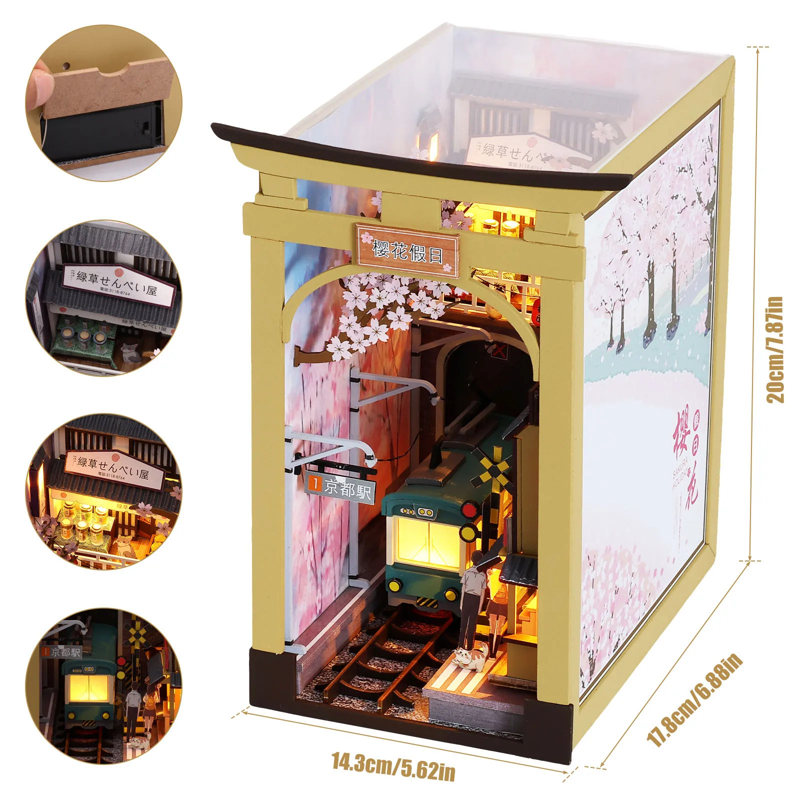 THRIVINGIVAN Kit Angolo Libro Fai Da Te: Modello 3D In Legno Con Luce A LED, Casa Delle Bambole In Miniatura, Fermalibri Decorativo Per Adulti