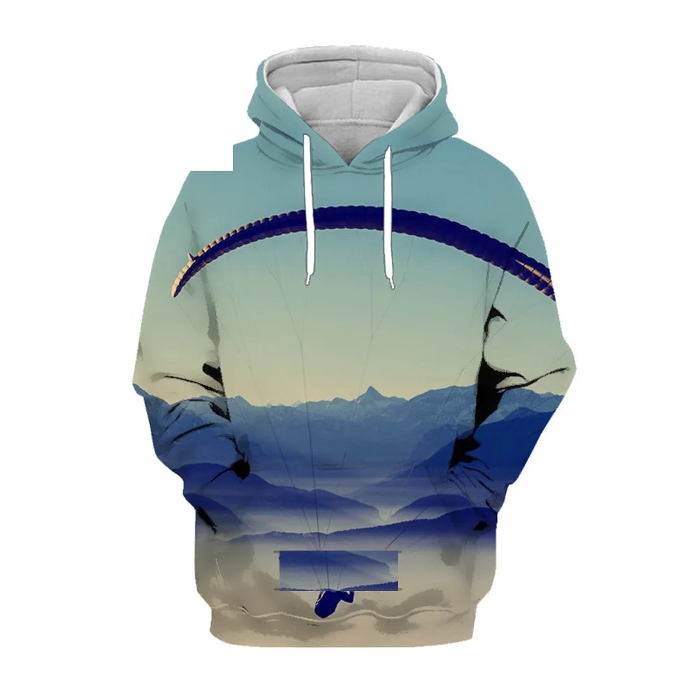 thumbnail image 1 of Sudadera con capucha con estampado 3D de parapente, paracaidismo y deportes extremos para hombre, estilo hip hop, manga larga, abrigo, tops de gran tamaño, 1 of 4