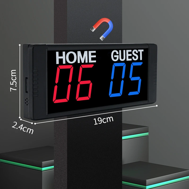 GANXIN Magnetic Battery/Plug-in Electronic Scoreboard with Remote, Portable Mini Basketball Scoreboard Digital