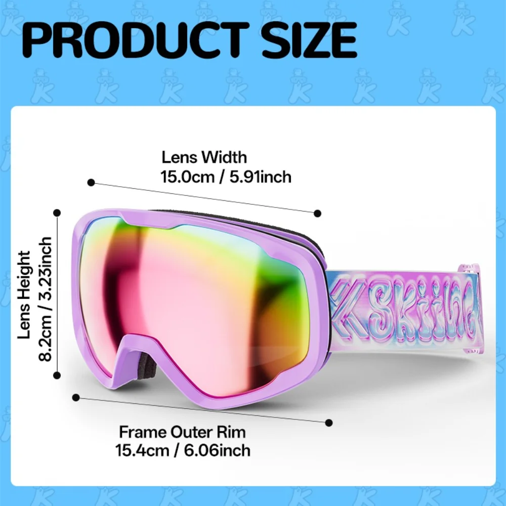 Kapvoe Kids Snow Goggles Boys Skiing Sunglasses Child Professional Anti-fog  Snowboard Goggles Double UV400 Kids Mask Glasses