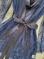 Sexy Elegant Pure Color Mesh Nightgown Set Transparent Lace Robe Sleepwear Casual Comfortable Women's pajamas - Image 6