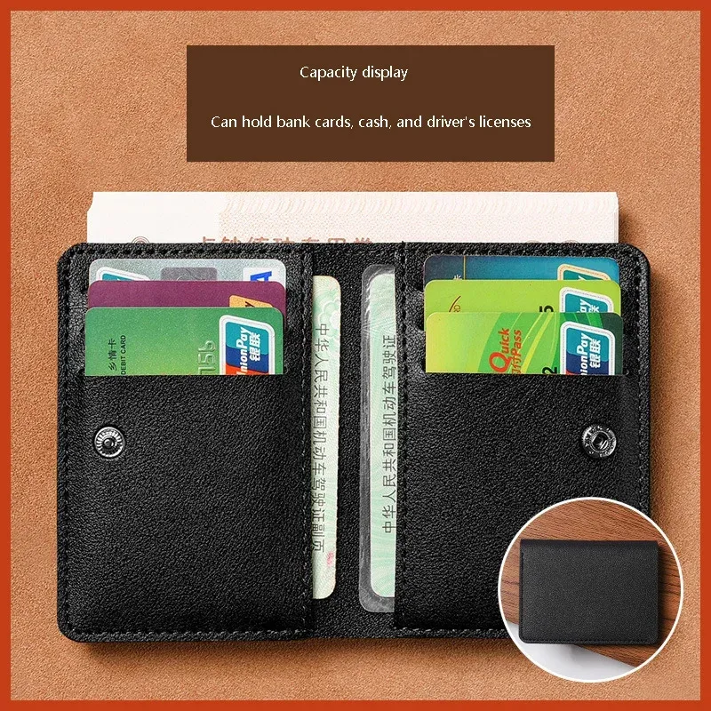 Premium Soft Leather Mini Wallet – Slim Foldable Card Case with Snap Closure