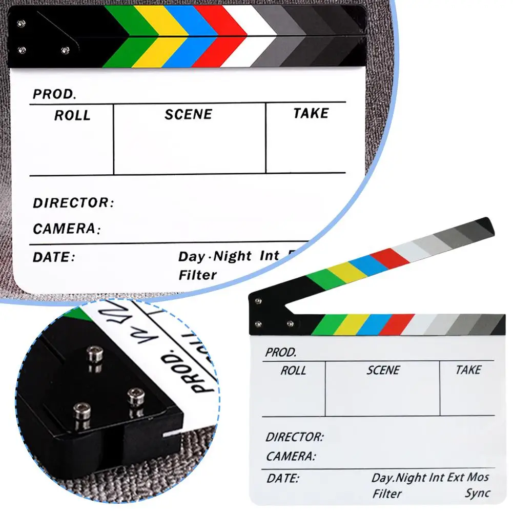 

Красочная доска режиссера кино Clapperboard креативная деревянная доска для фотосъемки реквизиты для творчества разрезанные фотообои онлайн I9Y6