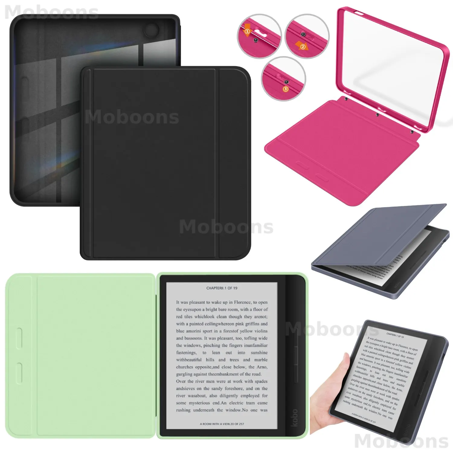 7 Detachable 2-in-1 Clear Acrylic and PU Leather E-Reader Case