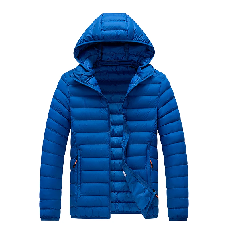 2024 New Men's Lightweight Padded Jackets Autumn Spring Warm Demi-season Hooded Zip-up Parka Black Big Size Coat Male Outerwear