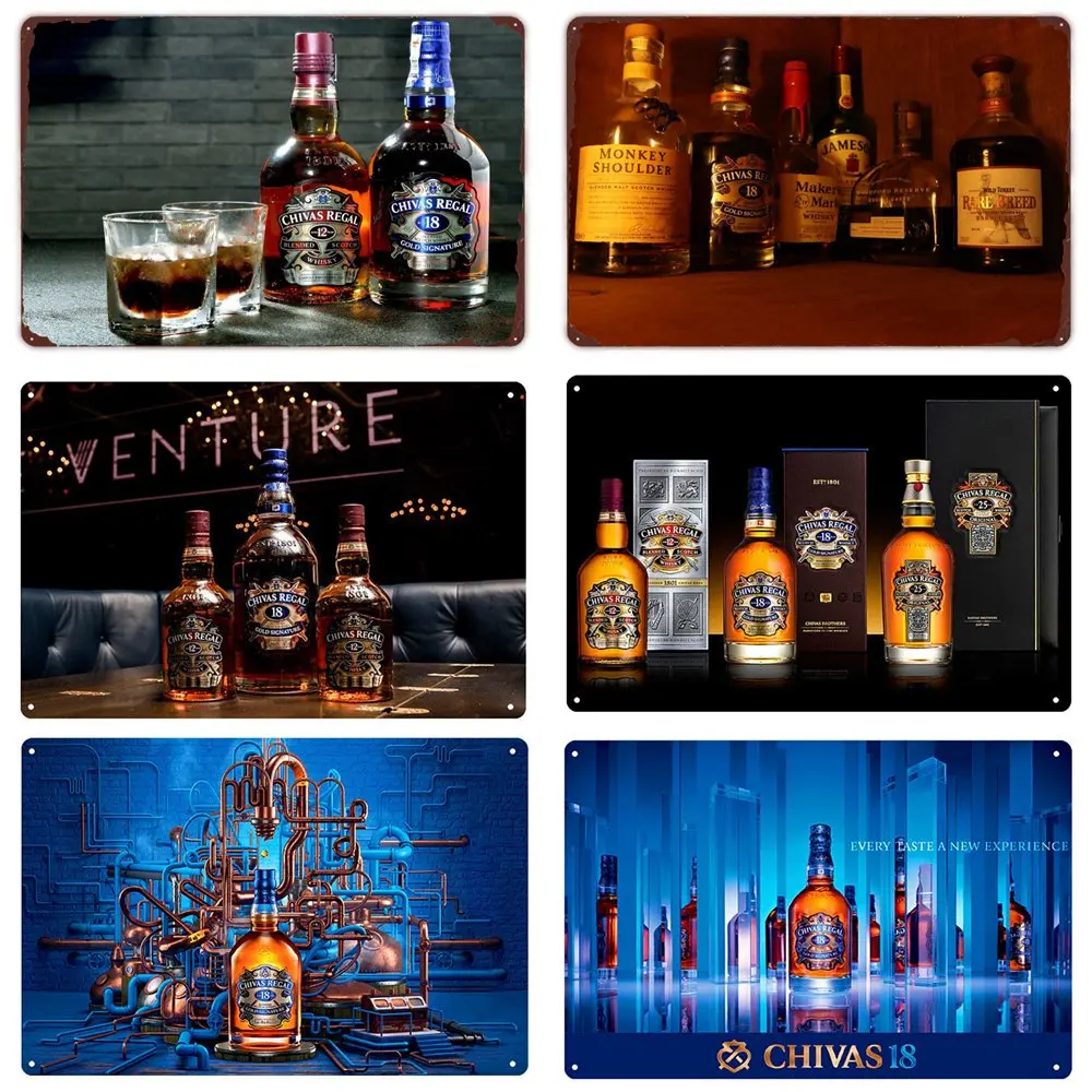 Chivas Regal Placca Birra Vintage Metal Tin Sign Adesivi Murali Bar Pub Club Decorazione Home Wall Decor Whisky Art Poster Piatti