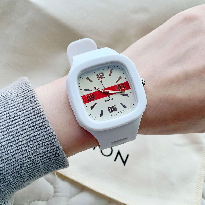 

New Big Dial Women Watch Silicone Band Square Students Quartz Clock Fashion Ladies Wrist Watches Gift Reloj Mujer Relogio