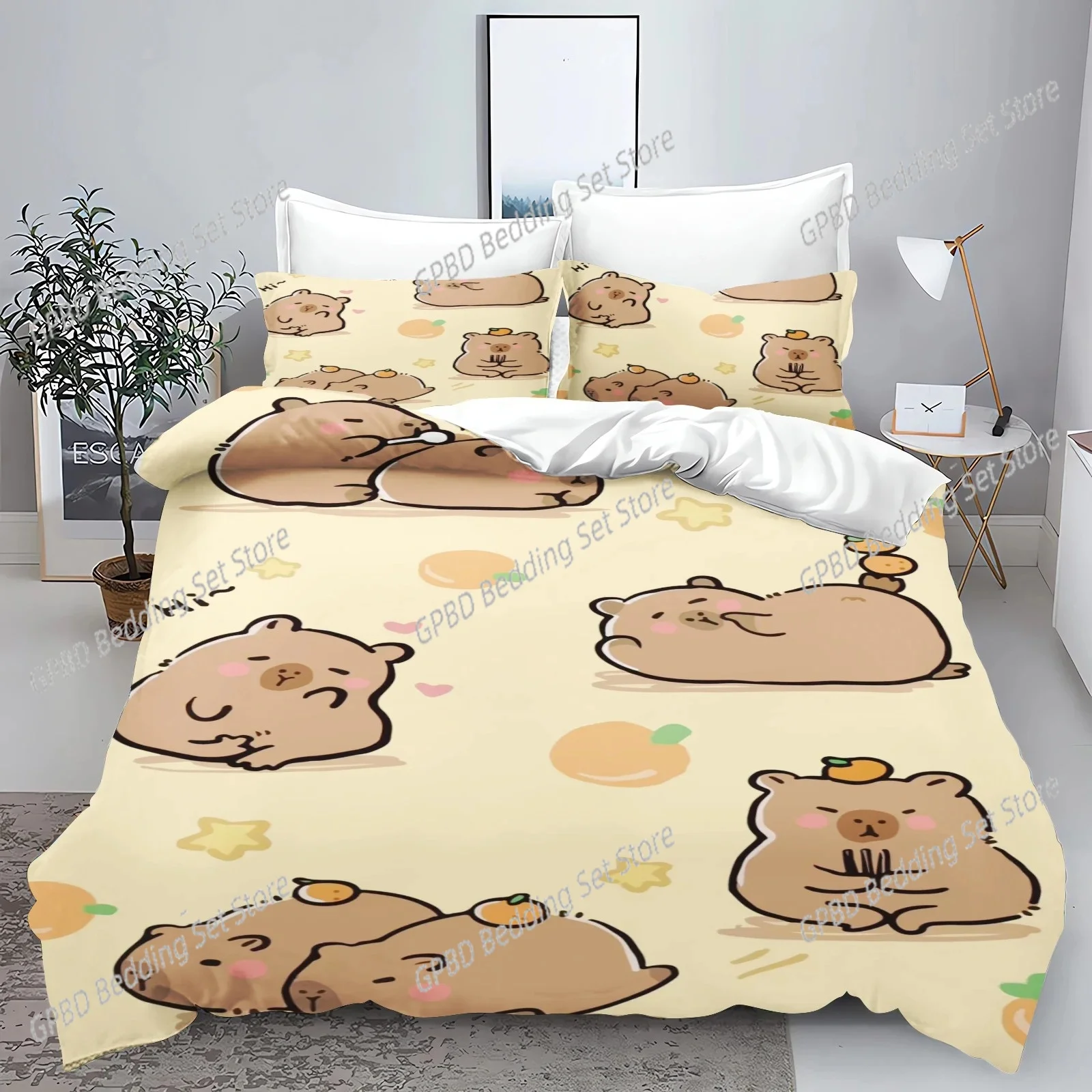 New 3d Print Kawaii Animal Capybara Bedding Set Boys Girls Twin Queen Size Duvet Cover Pillowcase Bed Kids Adult Home Textiles 2