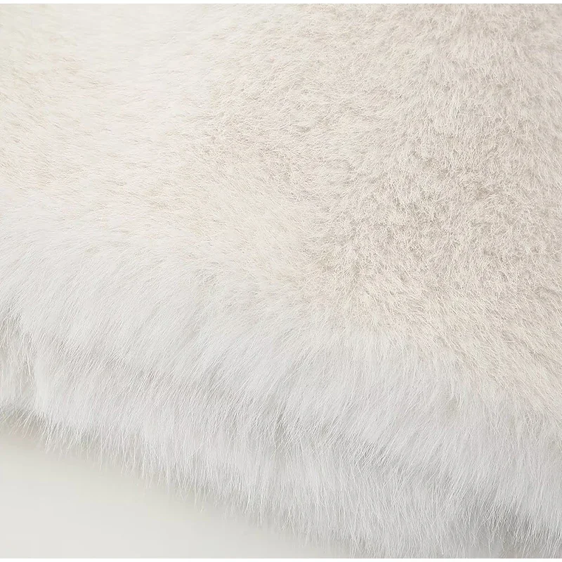 Fluffy Faux Fur Coat Women Elegant Loose Lapel Plush Long Sleeve Buckle Thick Jacket Autumn Winter Solid Warm Overcoat New