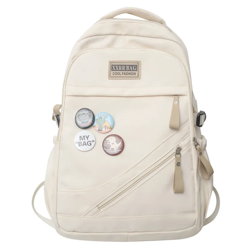 

School Girl Backpack High Capacity Trendy Boy Badge Bag Casual BookBag College Backpack For Teenager Schoolbag Women University
