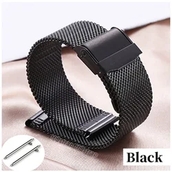 Sleek Quick Release Milanese Stainless Steel Bracelet - Universal Fit, Mesh Design for 20mm (Black)