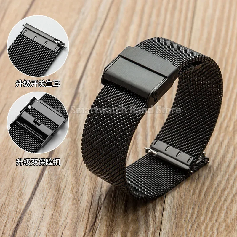Milanese Mesh Stainless Steel Quick Release Bracelet Strap - Adjustable Widths
