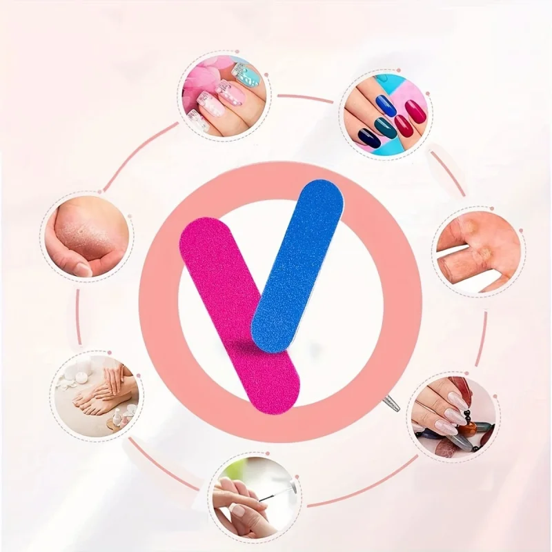 네일 파일용 미니, 100개 일회용 양면 사포 여행용 팩(2인치) 네일 광택 및 매니큐어용