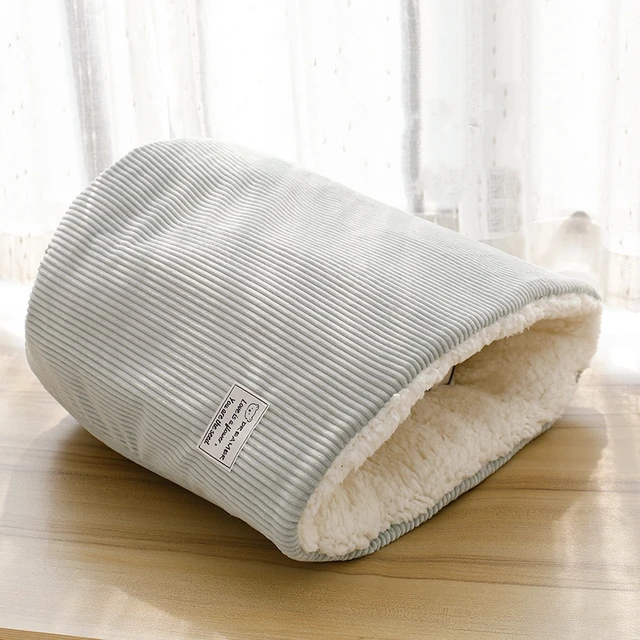Warm Velvet Fabric Bed for Cats Dogs Winter Autumn Comfortable Soft Fleece Bucket Type Blue Sleeping Bag for kittens Pet house 3