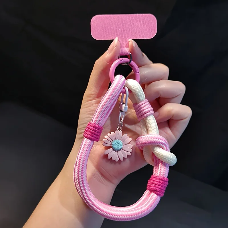 Cute 3D Flowers Adjustable Phone Lanyard Wrist Strap 2-in-1 Short Hand ...