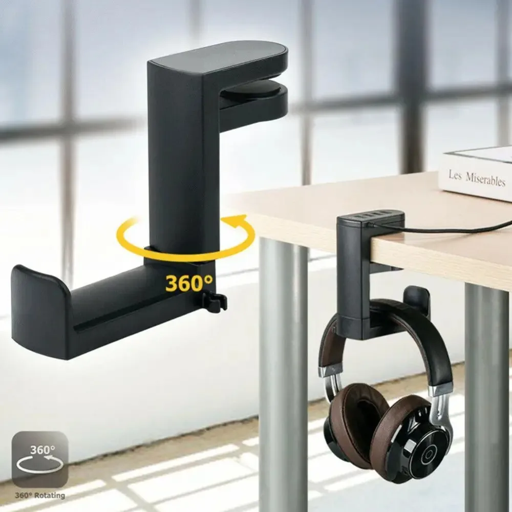 Rotating Headphone Stand and Desk Hanger for Gaming Headsets and Accessories