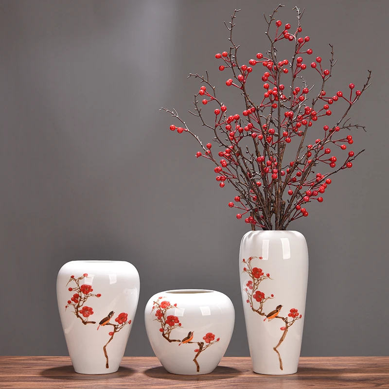 

New Chinese Ceramic Vase Flower Arrangement Decoration Dining Table Living Room Entrance TV Cabinet Dried Flower Ornament