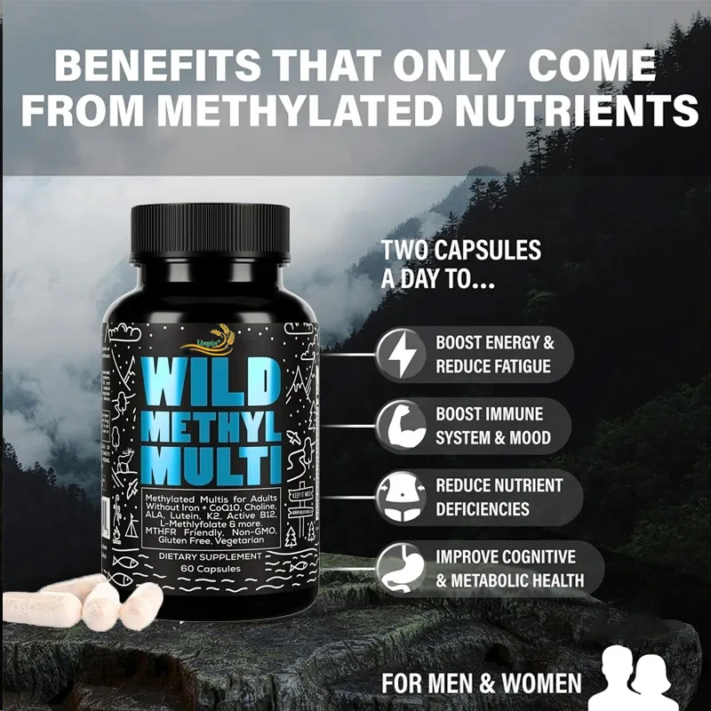 Multi Vitamin Capsules Male Female Methylation B12 Folate Vitamin C A K2 D E Choline Biotin Ala Coenzyme Q10