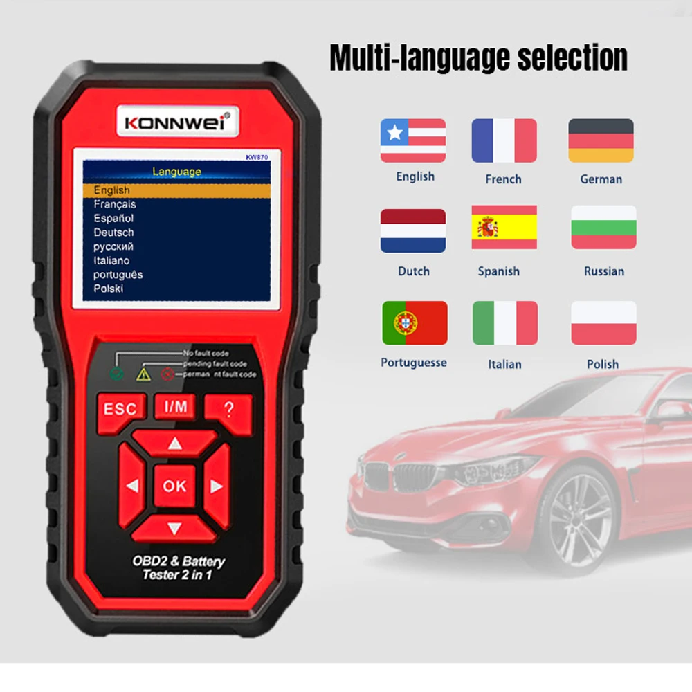 professional obd2 scanner battery tester automotive code reader kw870 code scanner