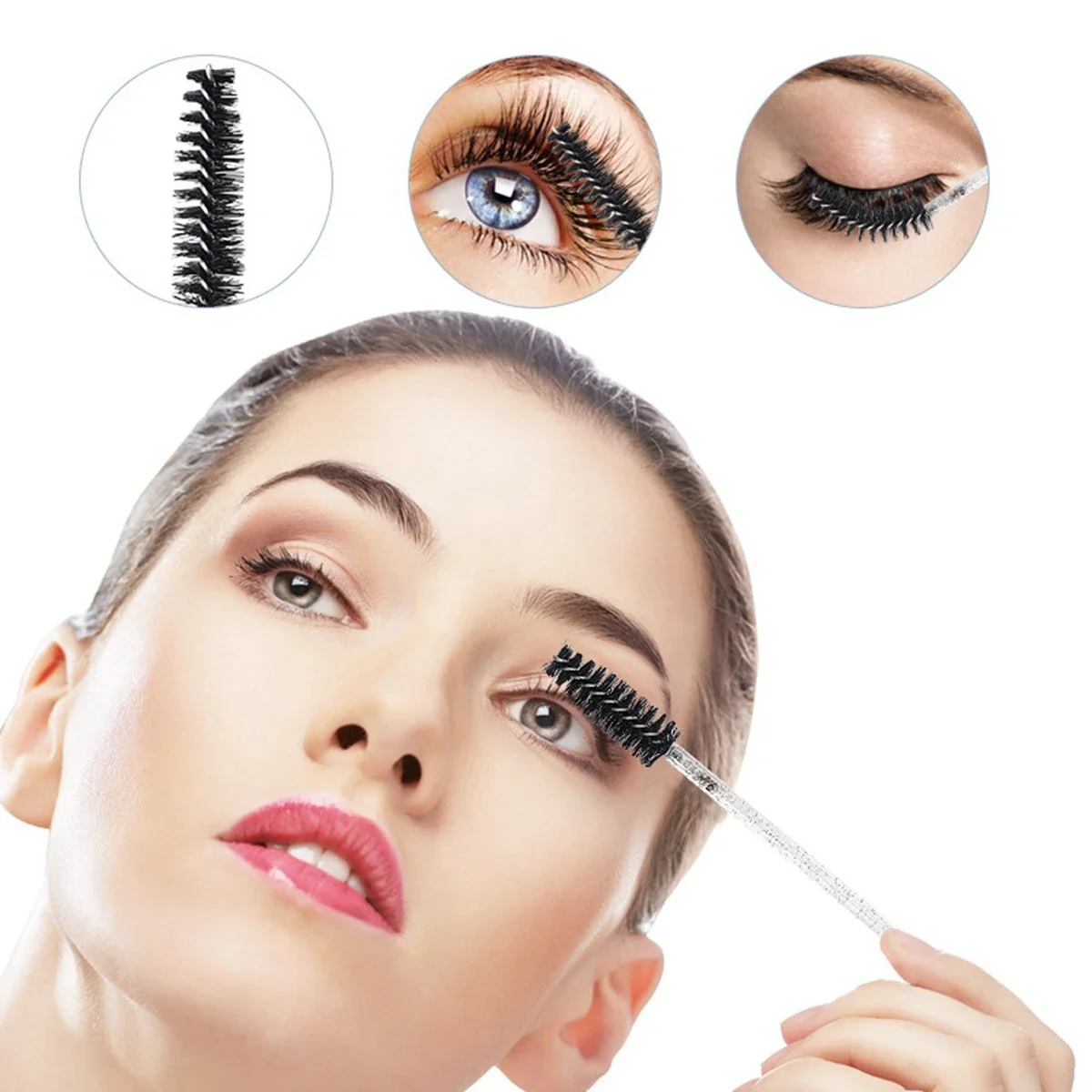 100 Pcs Crystal Eyelash Brush Disposable Mascara Wands Eyelash Extension Microbrush Eyebrow Applicator Makeup Brush 2