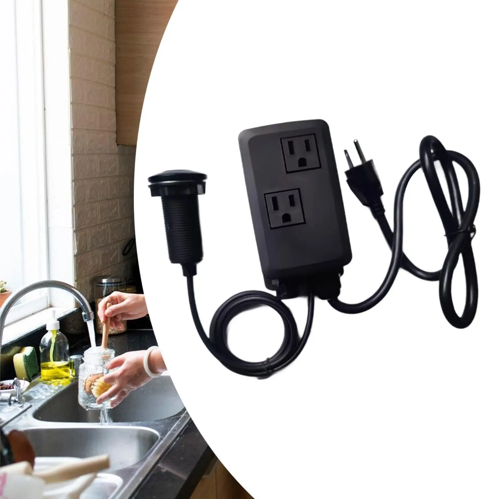 Garbage Disposal Air Switch Kit Sturdy Double Sockets High Performance Professional Accessories Sink Top Garbage Disposal Button