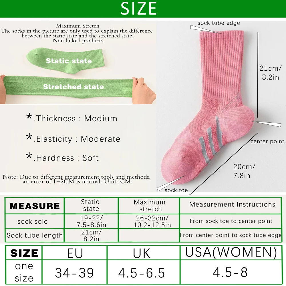 Arch Support Mid-Calf Socks Badminton/Tennis/Fitness Shock Absorbing Performance 1/2Pairs