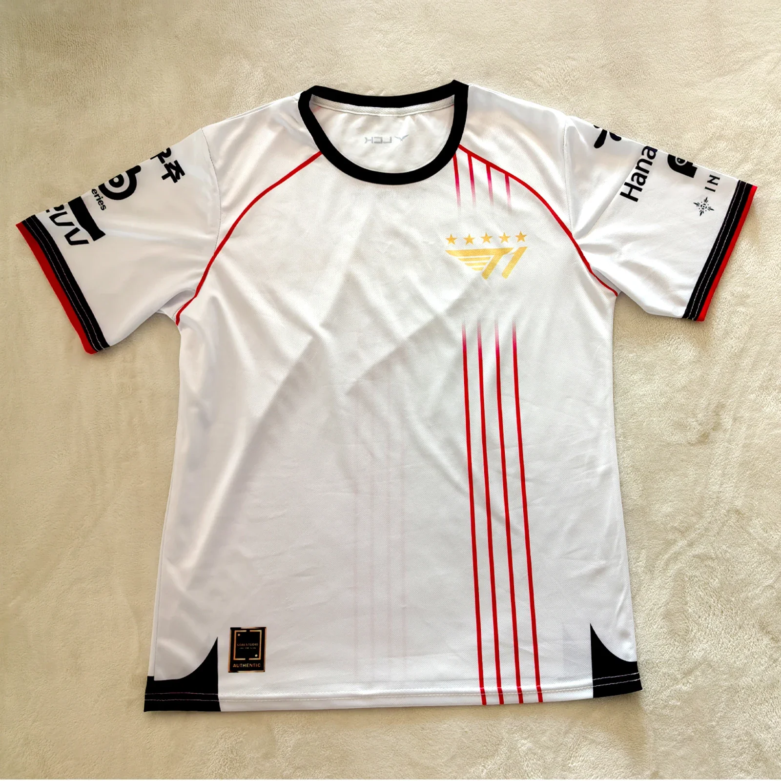 2026 T1 Championship Fünf-Sterne-Gedenk-Teamtrikot E-Sports Weltmeisterschafts-Trikot T-Shirt LOL Faker ZOFGK Gold-Print-Oberteil