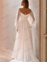 Charming Wedding Dresses Glamorous Bridal Gowns Lace Appliques Long Chiffon Puff Sleeves Robes Vestidos De Novia 2025 Customized 2