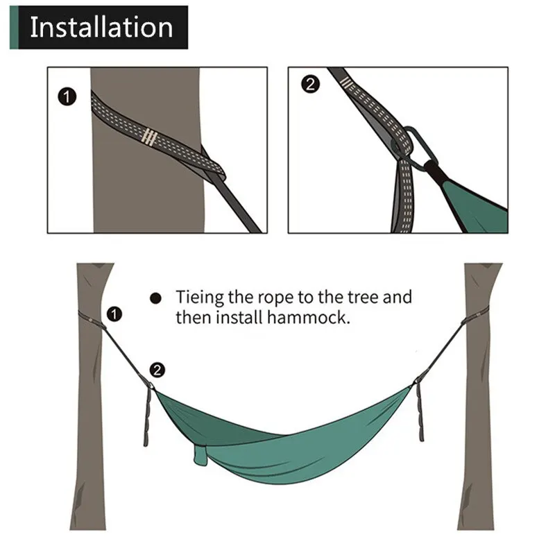 2PCS 2M Hammock Straps Polyester Straps 5 Ring High Load-Bearing Barbed Outdoor Camping Hammock Swing Strap Rope