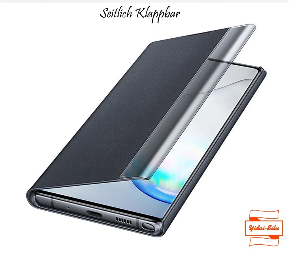 Yidai-Silu Leather Flip Case Business Smart Window Wake/Sleep Function View Stand TPU Folio Cover for Samsung Note 20 Ultra