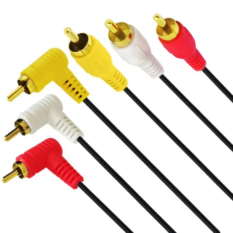 Adattatore ad angolo retto RCA maschio-femmina da 4 pezzi, 90 gradi, 2