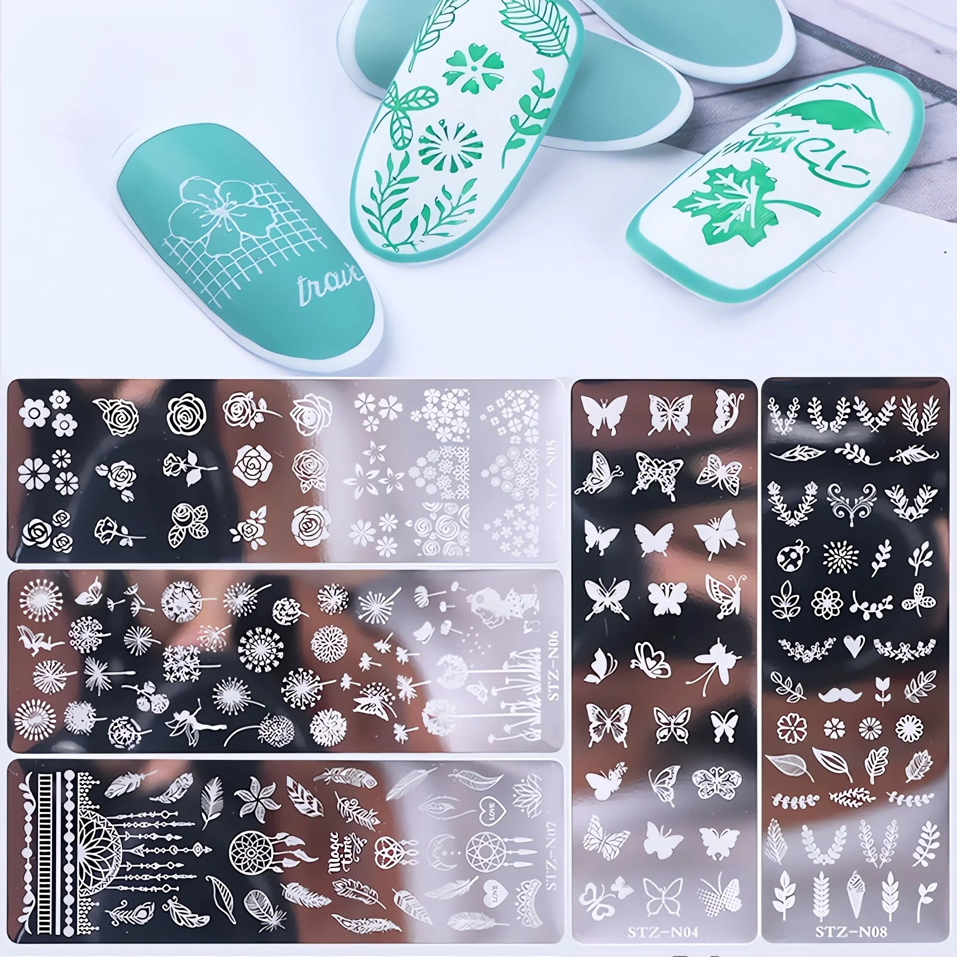 Description Picture 5 of item3D Nail Stamping Plates for Flower Leaves Butterfly Geometric Designs - DIY Nail Art Templates Printing Stencil Tools