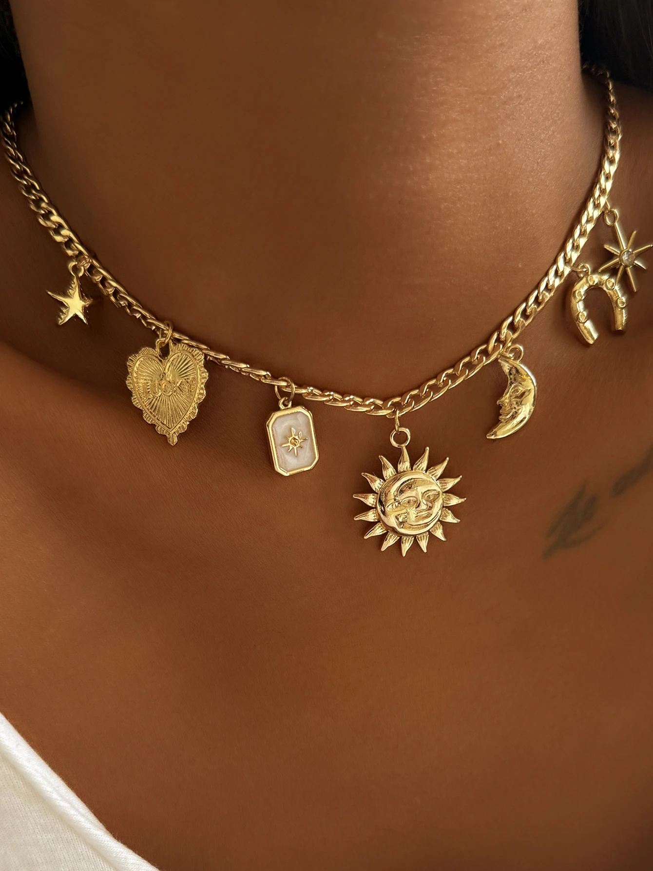 Bohemian Charm Necklace Celestial Layered Jewelry for Women