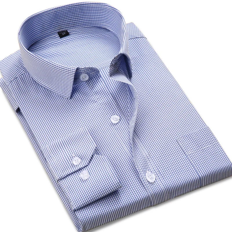 

Men Shirt Long Sleeve Plus Large Size 46 48 50 52 54 Business Striped Plaid Dress Cotton Blouse Male Office Red Loose Camisas
