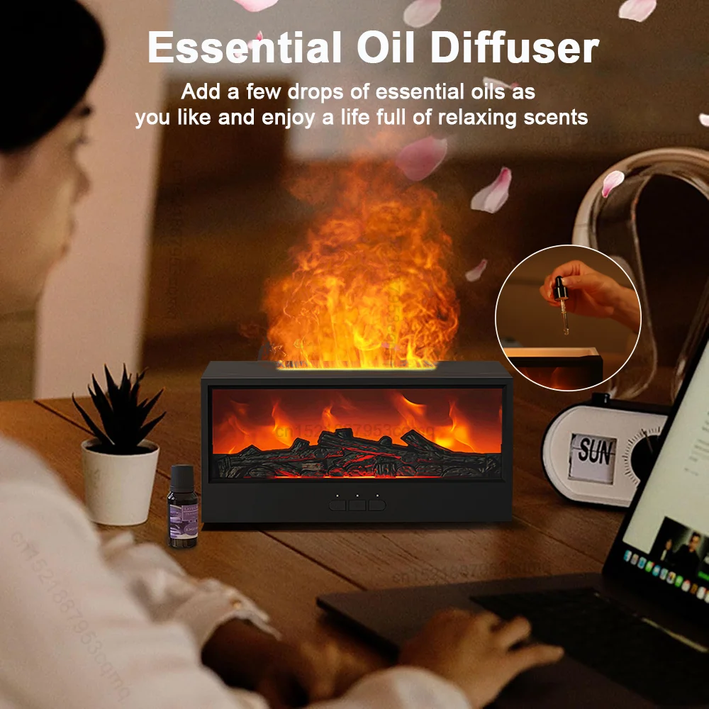 Fireplace Humidifier Flame Humidifier Aroma Diffuser Aromatherapy Essential Oil Diffuser Fragrance Diffuser with Remote Control 6