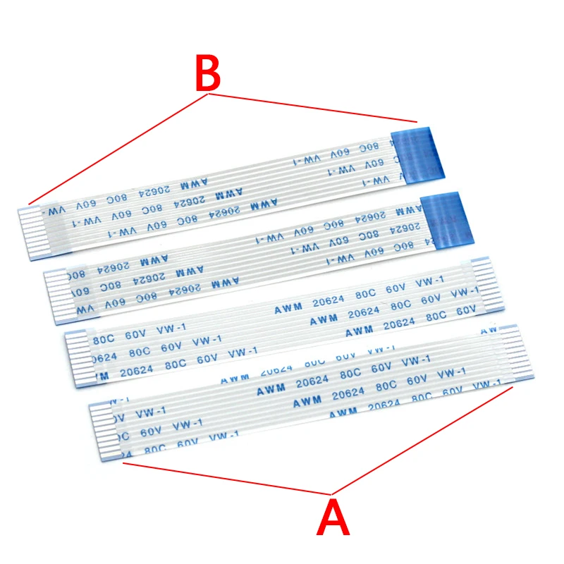 5PCS Flexible Flat Cable Ribbon Set - Multiple Pin and Pitch Options, Various Lengths
