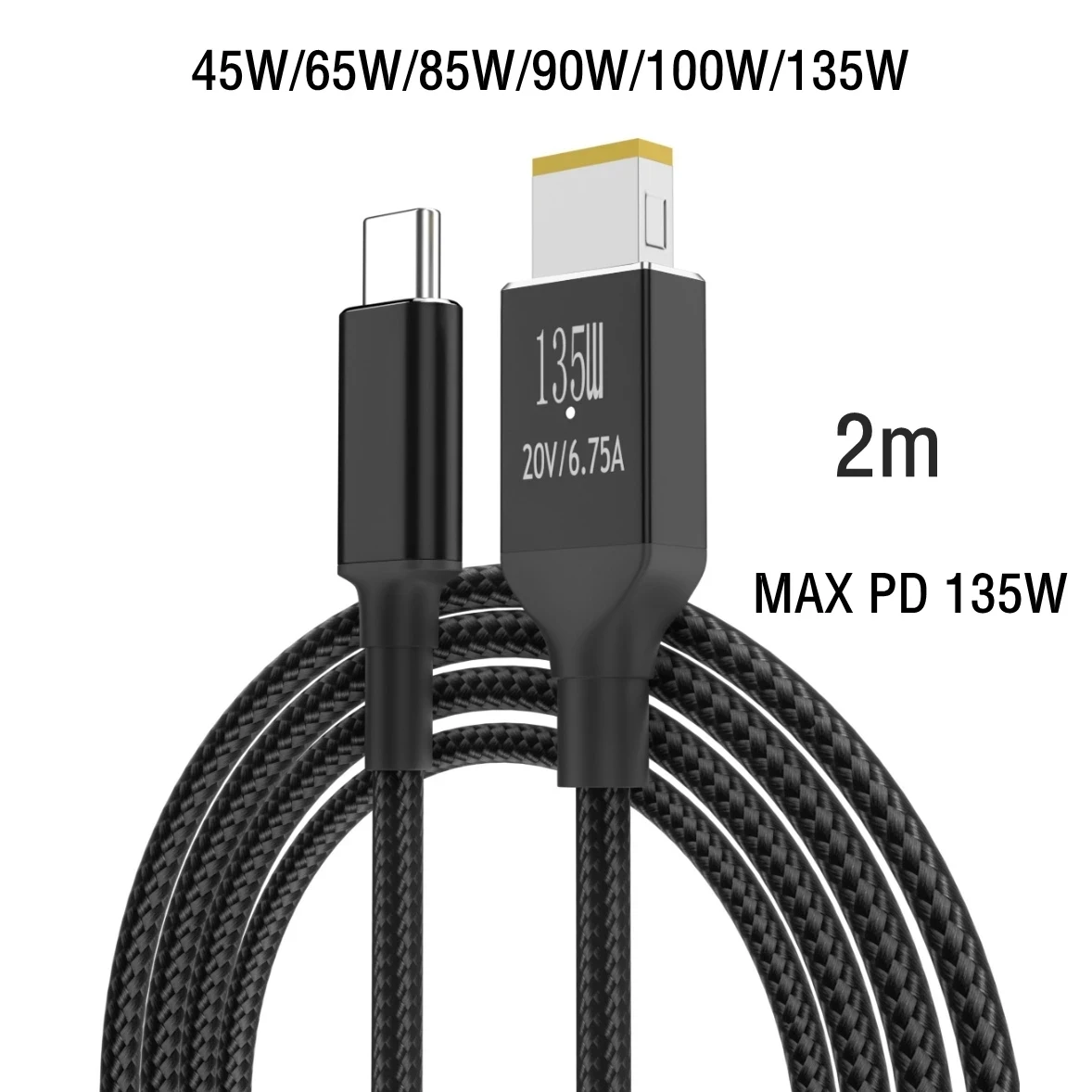 Cable de alimentación del cargador Nku USB C PD 135W tipo C a Cable convertidor de puerto cuadrado de punta delgada Compatible con portátil Lenovo Legion Y7000