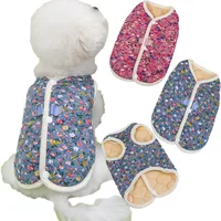 Dog Clothes Winter Flower Pattern Pet Dogs Costume Navy Pink Sleeveless Vest Jacket For Small Dogs Chihuahua Shih Tzu Dog Coat