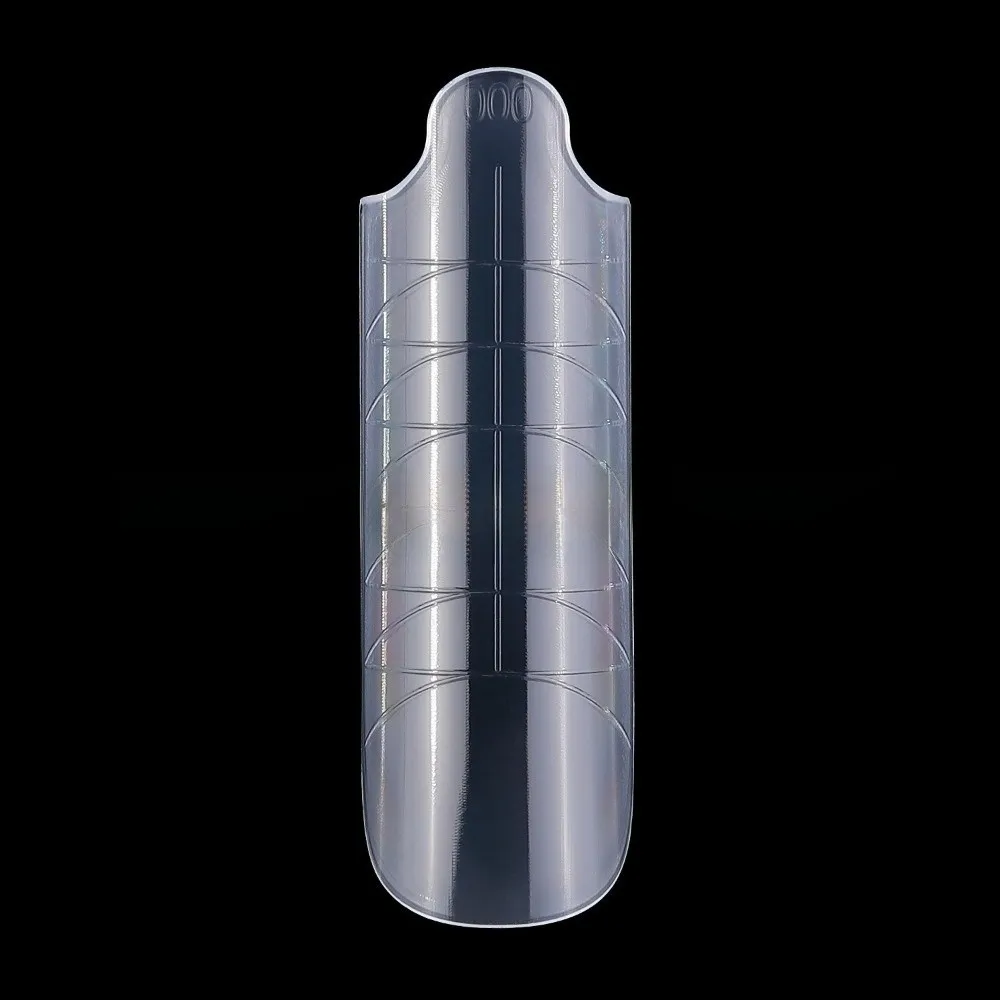 150pcs Coffin Shape Sandwich Nail Forms Natural Clear No-Trace Double-Sided Fake Nails Almond Shape with Auxiliary Line