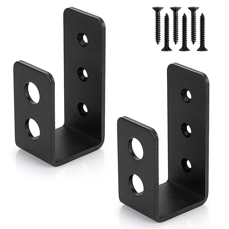 2pcs Security Door Barricade Bracket U-shaped Heavy Duty Open Bar Holder Lock Support for Garage Castle Barn Gate Hardware